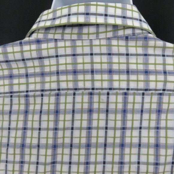 Thomas Dean Blue Green Plaid Shirt LS  Flip Cuff - Picture 4 of 8